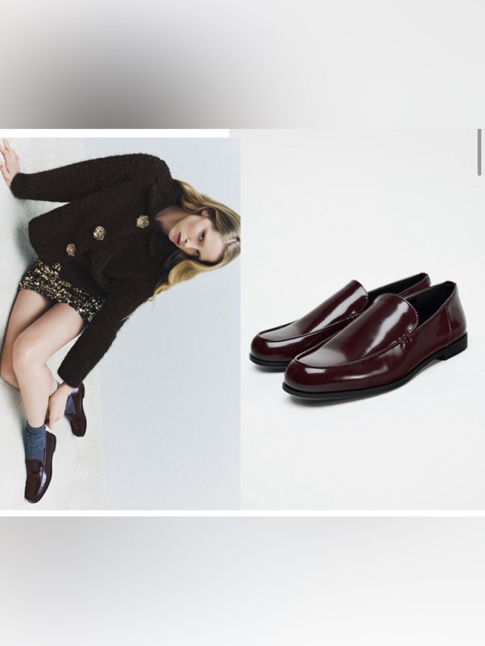 Zara Women's Burgundy Patent Loafers